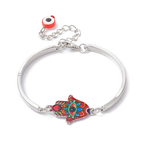 PandaHall Alloy Bangles, Hamsa Hand with Evil Eye Link Bracelets for Women, Crimson, 5-1/4 inch(13.2cm) Alloy Hamsa Hand Pink
PandaHall Alloy Bangles, Hamsa Hand with Evil Eye Link Bracelets for Women, Crimson, 5-1/4 inch(13.2cm) Alloy Hamsa Hand Pink