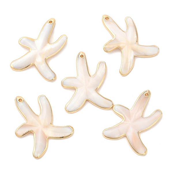PandaHall Natural Freshwater Shell Pendants, Golden Plated Brass Edged Starfish Charms, 37.5x28.5x4mm, Hole: 1.5mm Freshwater Shell Starfish
PandaHall Natural Freshwater Shell Pendants, Golden Plated Brass Edged Starfish Charms, 37.5x28.5x4mm, Hole: 1.5mm Freshwater Shell Starfish