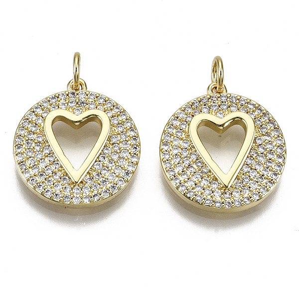 PandaHall Brass Micro Pave Clear Cubic Zirconia Pendants, with Jump Rings, Nickel Free, Flat Round with Heart, Real 16K Gold Plated...
PandaHall Brass Micro Pave Clear Cubic Zirconia Pendants, with Jump Rings, Nickel Free, Flat Round with Heart, Real 16K Gold Plated...