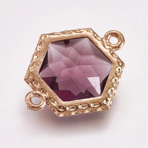 PandaHall Faceted Glass Links connectors, with Brass Finding, Hexagon, Light Gold, Purple, 18x14.5x5mm, Hole: 1mm Glass Hexagon Purple
PandaHall Faceted Glass Links connectors, with Brass Finding, Hexagon, Light Gold, Purple, 18x14.5x5mm, Hole: 1mm Glass Hexagon Purple