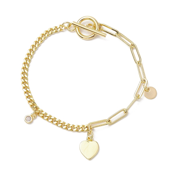 PandaHall Brass Clear Cubic Zirconia Flat Round & Heart Charm Bracelets, Curb Chains & Paperclip Chains Bracelets for Women, Golden, 7-1/2...
PandaHall Brass Clear Cubic Zirconia Flat Round & Heart Charm Bracelets, Curb Chains & Paperclip Chains Bracelets for Women, Golden, 7-1/2...