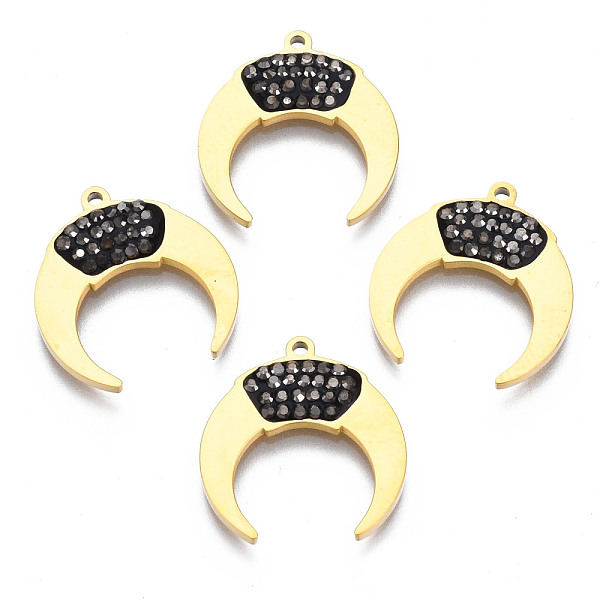 PandaHall 316 Surgical Stainless Steel Pendants, with Micro Pave Cubic Zirconia, Real 14K Gold Plated, Double Horn/Crescent Moon, Black...
PandaHall 316 Surgical Stainless Steel Pendants, with Micro Pave Cubic Zirconia, Real 14K Gold Plated, Double Horn/Crescent Moon, Black...