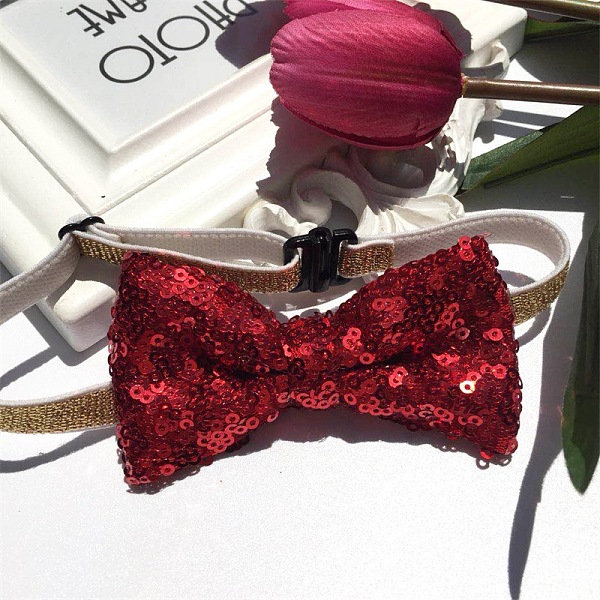 PandaHall Adjustable Cat Dog Bowknot Collars, Sequin/Paillette Beaded Pet's Bow Tie, Pet Bowknot Necktie, Dark Red, 190~350mm Cloth
PandaHall Adjustable Cat Dog Bowknot Collars, Sequin/Paillette Beaded Pet's Bow Tie, Pet Bowknot Necktie, Dark Red, 190~350mm Cloth