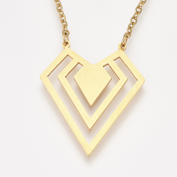PandaHall 201 Stainless Steel Pendant Necklaces, with Cable Chains, Diamond, Golden, 16.9 inch(43cm), 2mm, Diamond: 33x27.5x1mm 201...
PandaHall 201 Stainless Steel Pendant Necklaces, with Cable Chains, Diamond, Golden, 16.9 inch(43cm), 2mm, Diamond: 33x27.5x1mm 201...