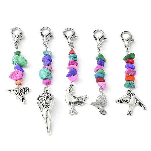 PandaHall Alloy Bird Pendant Decoration, with Dyed Synthetic Turquoise Beads and Zinc Alloy Lobster Claw Clasps, Antique Silver & Platinum...
PandaHall Alloy Bird Pendant Decoration, with Dyed Synthetic Turquoise Beads and Zinc Alloy Lobster Claw Clasps, Antique Silver & Platinum...