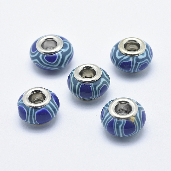 PandaHall Handmade Polymer Clay European Beads, with Silver Color Plated Brass Cores, Large Hole Beads, Rondelle, Prussian Blue...
PandaHall Handmade Polymer Clay European Beads, with Silver Color Plated Brass Cores, Large Hole Beads, Rondelle, Prussian Blue...