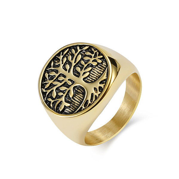 PandaHall Retro Titanium Steel Tree of Life Finger Ring, Wide Band Ring, Antique Golden, US Size 12 3/4(22mm) Titanium Steel
PandaHall Retro Titanium Steel Tree of Life Finger Ring, Wide Band Ring, Antique Golden, US Size 12 3/4(22mm) Titanium Steel