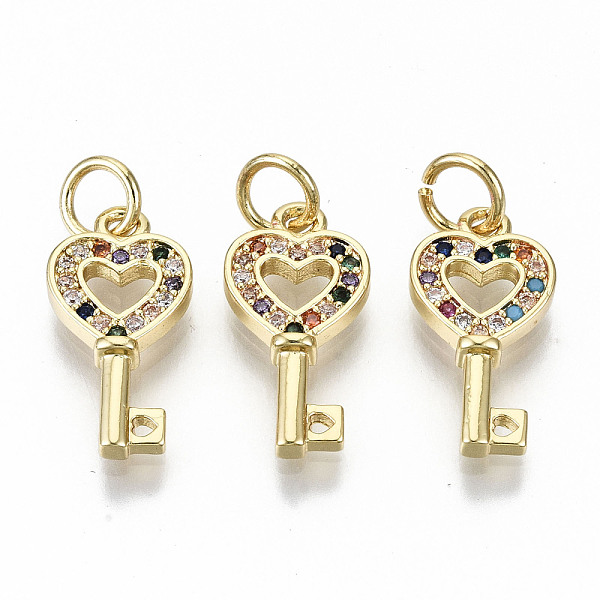 PandaHall Brass Micro Pave Colorful Cubic Zirconia Pendants, with Jump Rings, Nickel Free, Key, Real 16K Gold Plated, 16x8x2mm, Jump Ring...
PandaHall Brass Micro Pave Colorful Cubic Zirconia Pendants, with Jump Rings, Nickel Free, Key, Real 16K Gold Plated, 16x8x2mm, Jump Ring...