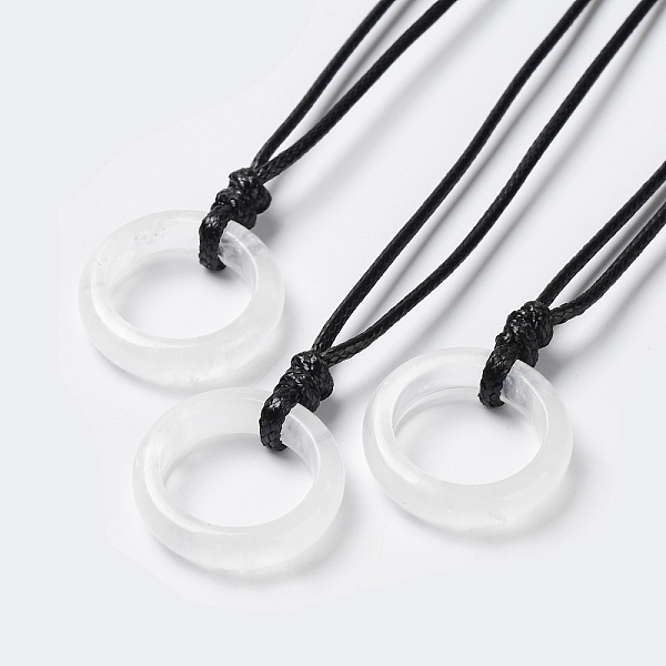 PandaHall Natural Quartz Crystal Ring Pendant Necklace with Waxed Cords, 29.53~29.92 inch(75~76cm), Pendant: 24x6mm Quartz Crystal Ring
PandaHall Natural Quartz Crystal Ring Pendant Necklace with Waxed Cords, 29.53~29.92 inch(75~76cm), Pendant: 24x6mm Quartz Crystal Ring
