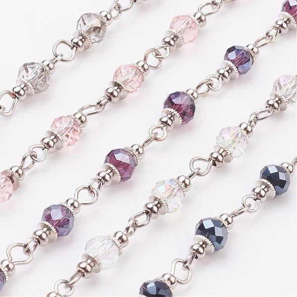 PandaHall Faceted Glass Handmade Beaded Chains, Unwelded, with Iron Eye Pin and Brass Bead Spacer, Platinum, Mixed Color, 39.37 inch..., Multicolor
PandaHall Faceted Glass Handmade Beaded Chains, Unwelded, with Iron Eye Pin and Brass Bead Spacer, Platinum, Mixed Color, 39.37 inch..., Multicolor