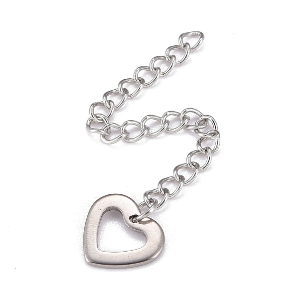 PandaHall 304 Stainless Steel Chain Extender, Curb Chain, with 202 Stainless Steel Charms, Hollow Heart, Stainless Steel Color, 59~62mm...
PandaHall 304 Stainless Steel Chain Extender, Curb Chain, with 202 Stainless Steel Charms, Hollow Heart, Stainless Steel Color, 59~62mm...