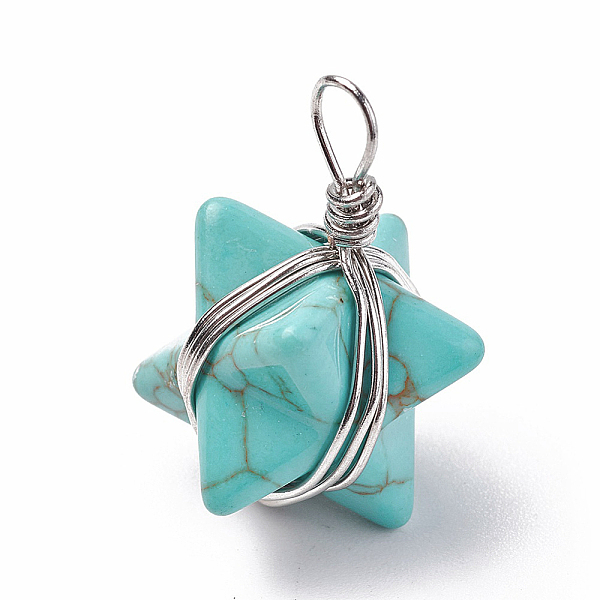 PandaHall Synthetic Turquoise Pendants, with Brass Findings, Merkaba Star, Platinum, 24~27x17x17mm, Hole: 3.5~4mm Synthetic Turquoise Star
PandaHall Synthetic Turquoise Pendants, with Brass Findings, Merkaba Star, Platinum, 24~27x17x17mm, Hole: 3.5~4mm Synthetic Turquoise Star