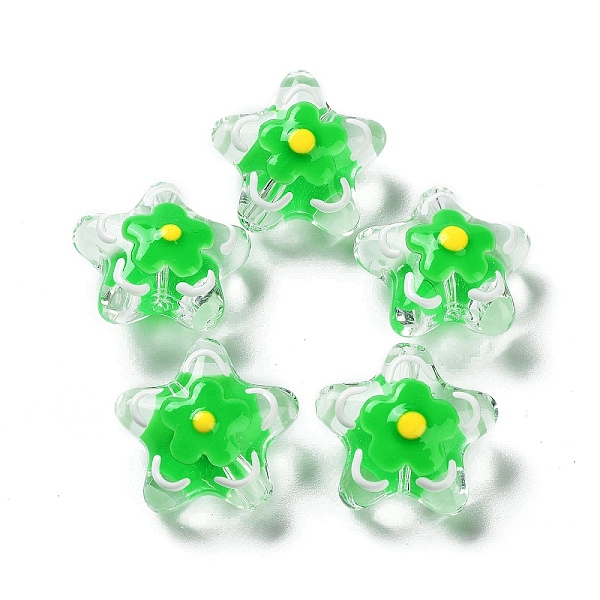 PandaHall Handmade Lampwork Beads, with Enamel, Star with Flower, Lime Green, 20~20.5x21~21.5x11.5~12mm, Hole: 1.6mm Lampwork Star
PandaHall Handmade Lampwork Beads, with Enamel, Star with Flower, Lime Green, 20~20.5x21~21.5x11.5~12mm, Hole: 1.6mm Lampwork Star