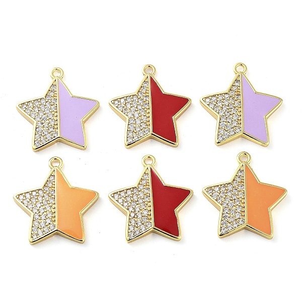 PandaHall Brass Micro Pave Clear Cubic Zirconia Pendants, with Enamel, Real 18K Gold Plated, Star Charm, Mixed Color, 23x21x3mm, Hole: 1.8mm..., Multicolor
PandaHall Brass Micro Pave Clear Cubic Zirconia Pendants, with Enamel, Real 18K Gold Plated, Star Charm, Mixed Color, 23x21x3mm, Hole: 1.8mm..., Multicolor