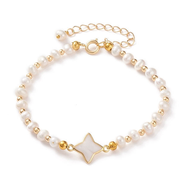PandaHall Natural White Shell Star Link Bracelets, with Natural Pearl Beads, Brass Beads and Spring Ring Clasps, Seashell Color, Golden...
PandaHall Natural White Shell Star Link Bracelets, with Natural Pearl Beads, Brass Beads and Spring Ring Clasps, Seashell Color, Golden...