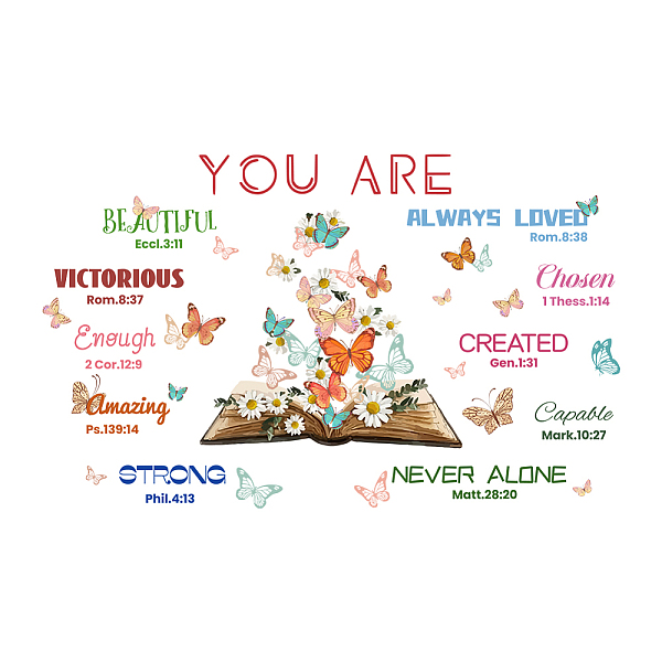 PandaHall SUPERDANT Bible Text Wall Decals Motivation Theme Butterflies Book Wall Stickers You are Beautiful Victorious Wall Sticker...
PandaHall SUPERDANT Bible Text Wall Decals Motivation Theme Butterflies Book Wall Stickers You are Beautiful Victorious Wall Sticker...