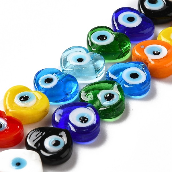 PandaHall Handmade Evil Eye Lampwork Beads Strands, Heart, Colorful, 11.5x14x4.5mm, Hole: 1.2mm, about 28pcs/strand, 12.40''(31.5cm)...
PandaHall Handmade Evil Eye Lampwork Beads Strands, Heart, Colorful, 11.5x14x4.5mm, Hole: 1.2mm, about 28pcs/strand, 12.40''(31.5cm)...