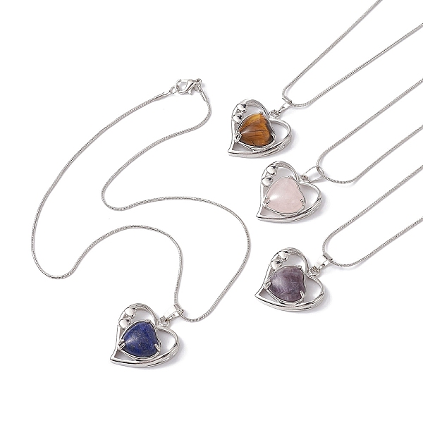 PandaHall Heart Shaped & Hollow Out Natural Gemstone Pendant Necklaces, with Brass Round Snake Chains, Platinum, 16.42 inch(41.7cm) Natural...
PandaHall Heart Shaped & Hollow Out Natural Gemstone Pendant Necklaces, with Brass Round Snake Chains, Platinum, 16.42 inch(41.7cm) Natural...