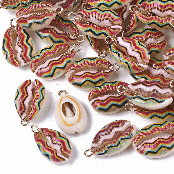 PandaHall Printed Natural Cowrie Shell Pendants, with Golden Plated Brass Loop, Wave Pattern, Colorful, 19~23x11~13x6.5~7.5mm, Hole: 2mm...
PandaHall Printed Natural Cowrie Shell Pendants, with Golden Plated Brass Loop, Wave Pattern, Colorful, 19~23x11~13x6.5~7.5mm, Hole: 2mm...