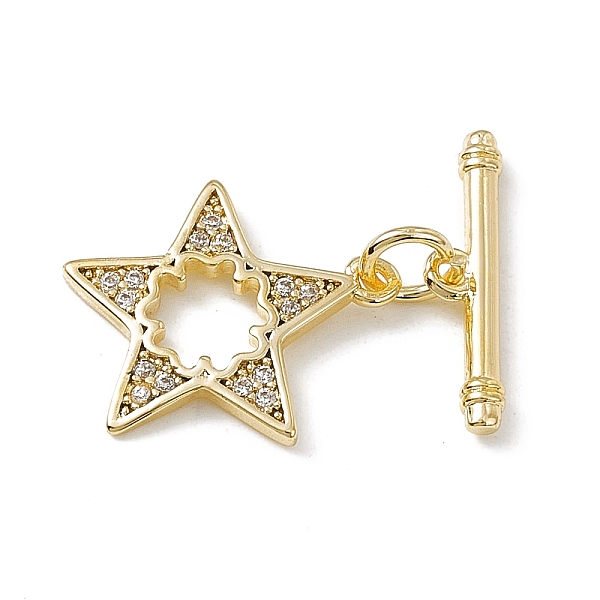 PandaHall Brass Micro Pave Clear Cubic Zirconia Toggle Clasps, Star, Real 18K Gold Plated, star: 16x14x1.5mm, Hole: 1.2mm, bar: 16x4x2mm...
PandaHall Brass Micro Pave Clear Cubic Zirconia Toggle Clasps, Star, Real 18K Gold Plated, star: 16x14x1.5mm, Hole: 1.2mm, bar: 16x4x2mm...