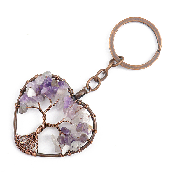 PandaHall Natural Amethyst Pendant Keychains, with Brass Findings and Alloy Key Rings, Heart with Tree of Life, 10.7cm Amethyst Heart
PandaHall Natural Amethyst Pendant Keychains, with Brass Findings and Alloy Key Rings, Heart with Tree of Life, 10.7cm Amethyst Heart