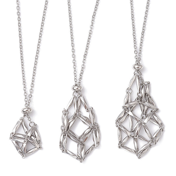PandaHall 304 Stainless Steel Macrame Pouch Empty Stone Holder for Pendant Necklaces Making, with Cable Chains & Lobster Claw Clasp...
PandaHall 304 Stainless Steel Macrame Pouch Empty Stone Holder for Pendant Necklaces Making, with Cable Chains & Lobster Claw Clasp...