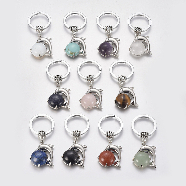 PandaHall Natural/Synthetic Mixed Stone Keychain, with Iron Split Key Rings and Brass Finding, Dolphin, 59~60mm Mixed Stone Dolphin
PandaHall Natural/Synthetic Mixed Stone Keychain, with Iron Split Key Rings and Brass Finding, Dolphin, 59~60mm Mixed Stone Dolphin