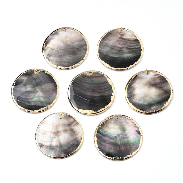 PandaHall Natural Black Lip Shell Pendants, with Light Gold Plated Brass Edge, Flat Round, 40x3~5.5mm, Hole: 1.4~1.6mm Black Lip Shell Flat...
PandaHall Natural Black Lip Shell Pendants, with Light Gold Plated Brass Edge, Flat Round, 40x3~5.5mm, Hole: 1.4~1.6mm Black Lip Shell Flat...