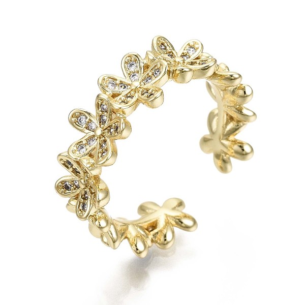PandaHall Brass Micro Pave Clear Cubic Zirconia Cuff Rings, Open Rings, Nickel Free, Flower, Real 16K Gold Plated, Inner Diameter: 17mm...
PandaHall Brass Micro Pave Clear Cubic Zirconia Cuff Rings, Open Rings, Nickel Free, Flower, Real 16K Gold Plated, Inner Diameter: 17mm...