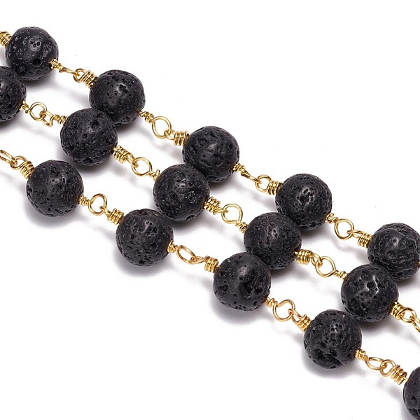 PandaHall 3.28 Feet Handmade Natural Lava Rock Beaded Chains, Unwelded, with Brass Findings, Round, Golden, 6mm Lava Rock Black
PandaHall 3.28 Feet Handmade Natural Lava Rock Beaded Chains, Unwelded, with Brass Findings, Round, Golden, 6mm Lava Rock Black