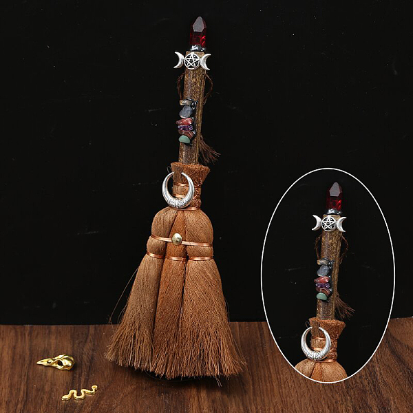 PandaHall Wood Witch Broom with Synthetic Garnet Pendant Decorations, for Interior Car Mirror Hanging Decorations, 240~290mm Garnet
PandaHall Wood Witch Broom with Synthetic Garnet Pendant Decorations, for Interior Car Mirror Hanging Decorations, 240~290mm Garnet