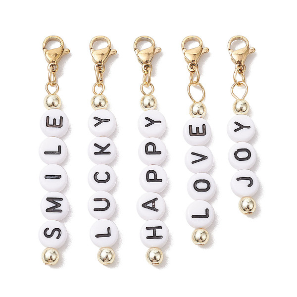 PandaHall 5Pcs 5 Styles Letter Opaque Acrylic Pendant Decorations, Non-magnetic Synthetic Hematite Beads and Lobster Claw Clasps Charms for..., White
PandaHall 5Pcs 5 Styles Letter Opaque Acrylic Pendant Decorations, Non-magnetic Synthetic Hematite Beads and Lobster Claw Clasps Charms for..., White