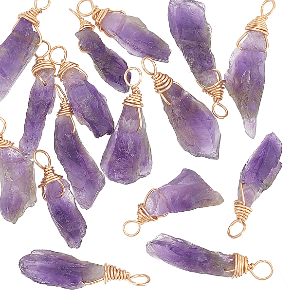 PandaHall 16Pcs Raw Rough Natural Amethyst Copper Wire Wrapped Pendants, Nuggets Charms, Light Gold, 23~32x5~12x5~7mm, Hole: 3mm Amethyst...
PandaHall 16Pcs Raw Rough Natural Amethyst Copper Wire Wrapped Pendants, Nuggets Charms, Light Gold, 23~32x5~12x5~7mm, Hole: 3mm Amethyst...