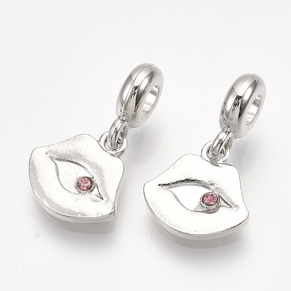 PandaHall Alloy European Dangle Charms, with Rhinestone, Large Hole Pendants, Lip, Light Rose, Platinum, 24mm, Hole: 4mm Alloy+Rhinestone..., Pink
PandaHall Alloy European Dangle Charms, with Rhinestone, Large Hole Pendants, Lip, Light Rose, Platinum, 24mm, Hole: 4mm Alloy+Rhinestone..., Pink