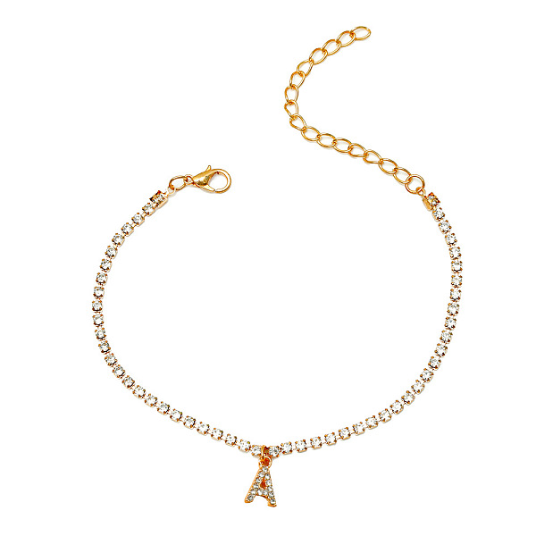 PandaHall Fashionable and Creative Rhinestone Anklet Bracelets, English Letter A Hip-hop Creative Beach Anklet for Women, Golden Alloy
PandaHall Fashionable and Creative Rhinestone Anklet Bracelets, English Letter A Hip-hop Creative Beach Anklet for Women, Golden Alloy