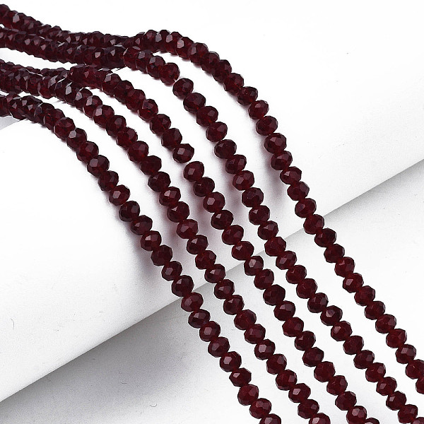 PandaHall Glass Beads Strands, Faceted, Rondelle, Dark Red, 4x3mm, Hole: 0.4mm, about 113~115pcs/strand, 41~42cm Glass Rondelle
PandaHall Glass Beads Strands, Faceted, Rondelle, Dark Red, 4x3mm, Hole: 0.4mm, about 113~115pcs/strand, 41~42cm Glass Rondelle