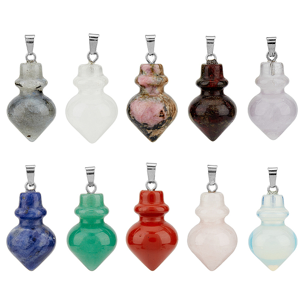 PandaHall DICOSMETIC 10Pcs 10 Styles Gemstone Pendants, Pointed Bottle Charms, with Platinum Plated Iron Snap on Bails, 32.5~35x16~17mm...
PandaHall DICOSMETIC 10Pcs 10 Styles Gemstone Pendants, Pointed Bottle Charms, with Platinum Plated Iron Snap on Bails, 32.5~35x16~17mm...