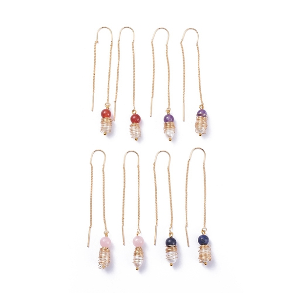 PandaHall Stud Earrings, Ear Thread, with Natural Mixed Gemstone, Natural Cultured Freshwater Pearl and Brass Findings, 71mm, Pin: 0.8mm...
PandaHall Stud Earrings, Ear Thread, with Natural Mixed Gemstone, Natural Cultured Freshwater Pearl and Brass Findings, 71mm, Pin: 0.8mm...