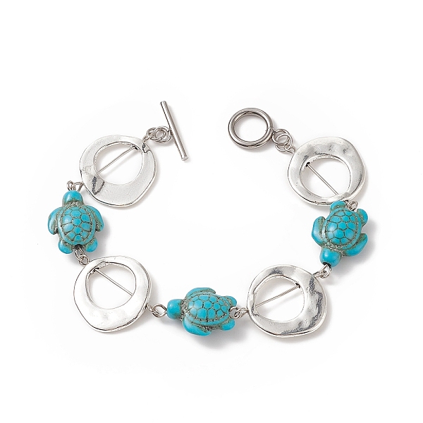 PandaHall Synthetic Turquoise(Dyed) Turtle Link Bracelets, with Tibetan Style Alloy Irregular Ring & 304 Stainless Steel Toggle Clasps..., Green
PandaHall Synthetic Turquoise(Dyed) Turtle Link Bracelets, with Tibetan Style Alloy Irregular Ring & 304 Stainless Steel Toggle Clasps..., Green