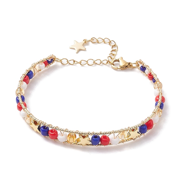 PandaHall Star Brass Cuff Bangles with Glass Seed Beaded, Independence Day Bangle, Golden, Inner Diameter: 2x2-1/4 inch(5x5.8cm) Brass Star..., Blue
PandaHall Star Brass Cuff Bangles with Glass Seed Beaded, Independence Day Bangle, Golden, Inner Diameter: 2x2-1/4 inch(5x5.8cm) Brass Star..., Blue