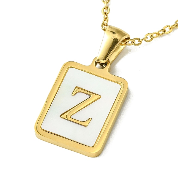 PandaHall Ion Plating(IP) Rectangle with Initial Letter 304 Stainless Steel Pendant Necklace, white Shell, Real 18K Gold Plated, Letter Z...
PandaHall Ion Plating(IP) Rectangle with Initial Letter 304 Stainless Steel Pendant Necklace, white Shell, Real 18K Gold Plated, Letter Z...