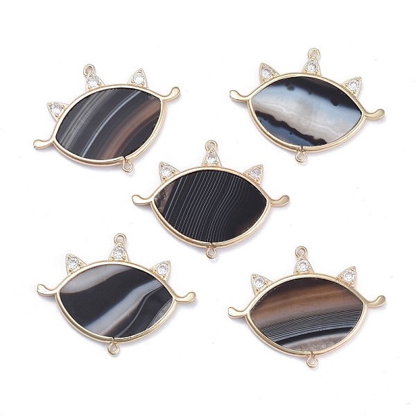PandaHall Natural Black Agate Links Connectors, with Brass Micro Pave Cubic Zirconia Findings, Eye, Light Gold, 31.5x41~41.5x2.5mm, Hole...
PandaHall Natural Black Agate Links Connectors, with Brass Micro Pave Cubic Zirconia Findings, Eye, Light Gold, 31.5x41~41.5x2.5mm, Hole...