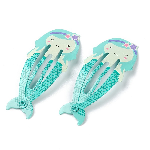 PandaHall Baking Painted Iron Snap Hair Clips, for Children's Day, Mermaid, Turquoise, 54x23x2mm Iron Green
PandaHall Baking Painted Iron Snap Hair Clips, for Children's Day, Mermaid, Turquoise, 54x23x2mm Iron Green