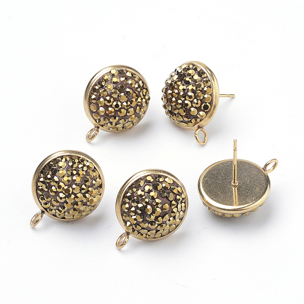 PandaHall Polymer Clay Rhinestone Stud Earring Findings, with Loop, Stainless Steel Findings, Flat Round, Golden, Light Topaz, 17x14mm, Hole..., Yellow
PandaHall Polymer Clay Rhinestone Stud Earring Findings, with Loop, Stainless Steel Findings, Flat Round, Golden, Light Topaz, 17x14mm, Hole..., Yellow