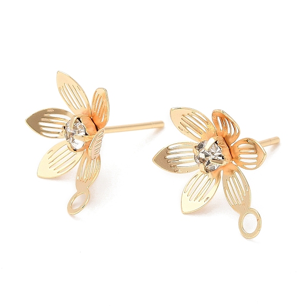 PandaHall Brass with Glass Stud Earrings Findings, with Horizontal Loop, Flower, Real 18K Gold Plated, 15.5x12x3mm, Hole: 2mm, Pin: 0.8mm...
PandaHall Brass with Glass Stud Earrings Findings, with Horizontal Loop, Flower, Real 18K Gold Plated, 15.5x12x3mm, Hole: 2mm, Pin: 0.8mm...