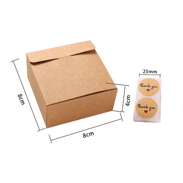 PandaHall Square Kraft Paper Boxes, with 1 Inch Thank You Adhesive Labels Stickers, BurlyWood, 8x8x4cm, Stickers: 25mm Paper Square Orange
PandaHall Square Kraft Paper Boxes, with 1 Inch Thank You Adhesive Labels Stickers, BurlyWood, 8x8x4cm, Stickers: 25mm Paper Square Orange