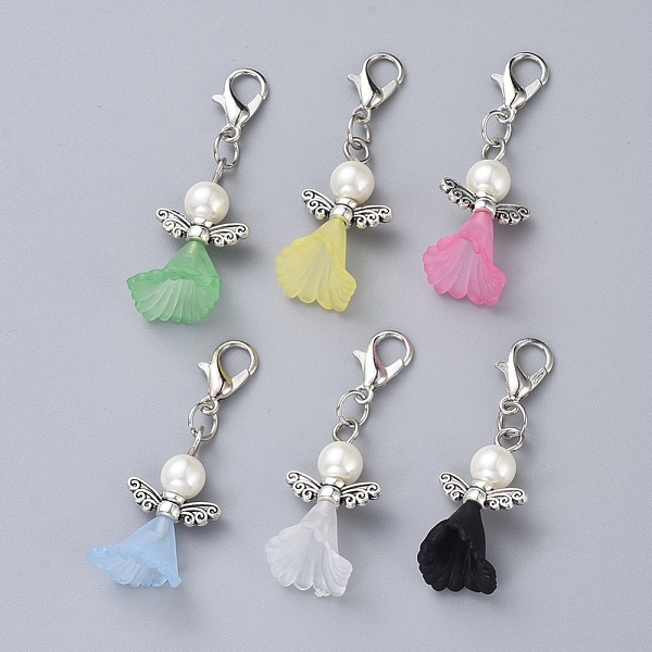 PandaHall Acrylic Pendants, with Dyed Glass Pearl Beads, Zinc Alloy Lobster Claw Clasps and Alloy Beads, Angel, Mixed Color, 40mm..., Multicolor
PandaHall Acrylic Pendants, with Dyed Glass Pearl Beads, Zinc Alloy Lobster Claw Clasps and Alloy Beads, Angel, Mixed Color, 40mm..., Multicolor