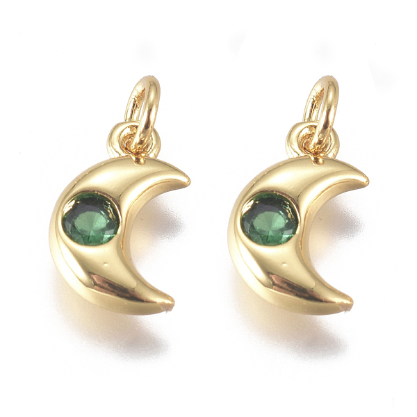 PandaHall Brass Micro Pave Cubic Zirconia Charms, with Jump Ring, Long-Lasting Plated, Moon, Golden, Green, 10x6.5x2mm, Hole: 3mm...
PandaHall Brass Micro Pave Cubic Zirconia Charms, with Jump Ring, Long-Lasting Plated, Moon, Golden, Green, 10x6.5x2mm, Hole: 3mm...