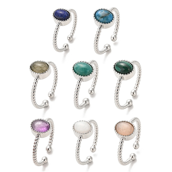 PandaHall Natural Gemstone Open Cuff Ring, with Brass Findings, Oval, Inner Diameter: 18~18.7mm Mixed Stone Oval
PandaHall Natural Gemstone Open Cuff Ring, with Brass Findings, Oval, Inner Diameter: 18~18.7mm Mixed Stone Oval