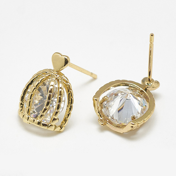 PandaHall Brass Ear Studs, with Cubic Zirconia, Real 18K Gold Plated, 13x10mm, Pin: 0.7mm Cubic Zirconia Clear
PandaHall Brass Ear Studs, with Cubic Zirconia, Real 18K Gold Plated, 13x10mm, Pin: 0.7mm Cubic Zirconia Clear